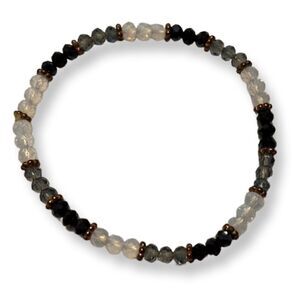 Sparkly Black Gray And White Crystal Stretch Bracelet